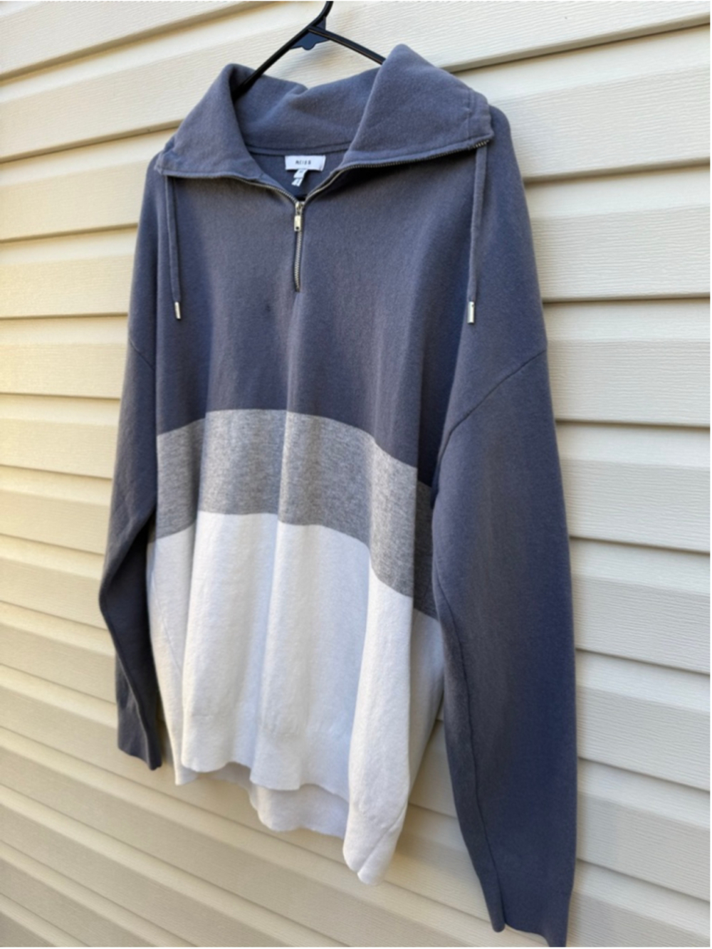 Reiss Airforce Sabre Half Zip Sweater Gray Blue Colorblock Pullover Medium - Picture 5 of 8